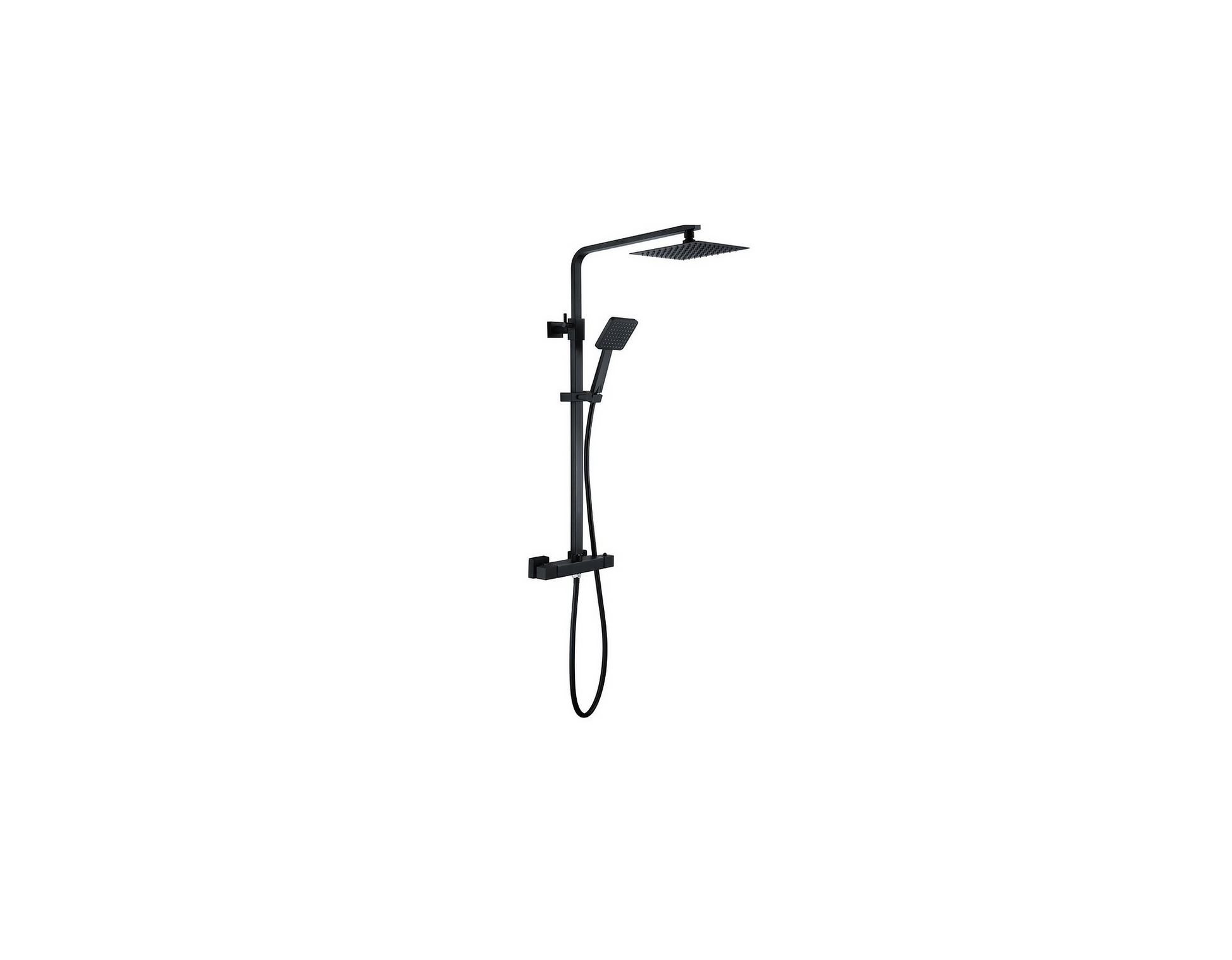 Thermostatic Exposed 2-Way Square Shower Matt Black