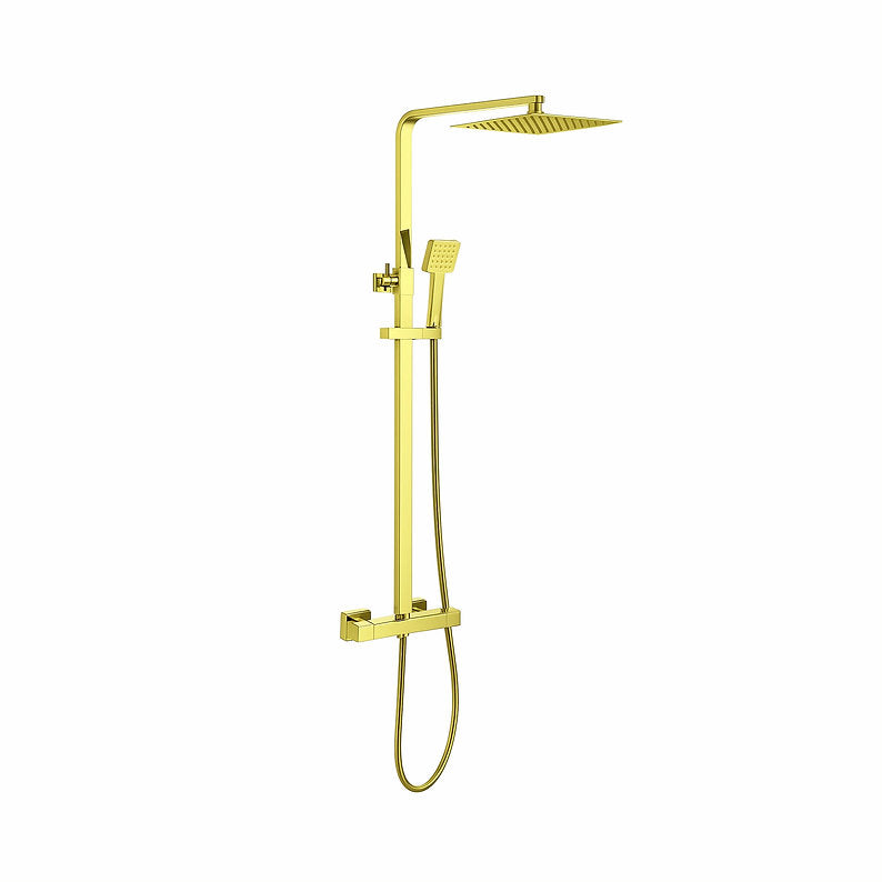 Thermostatic Exposed 2-Way Square Shower Brushed Brass