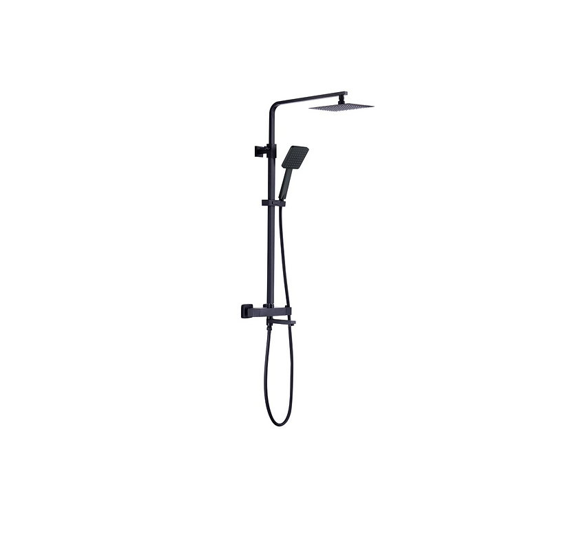 Thermostatic Exposed 3-Way Square Shower Matt Black