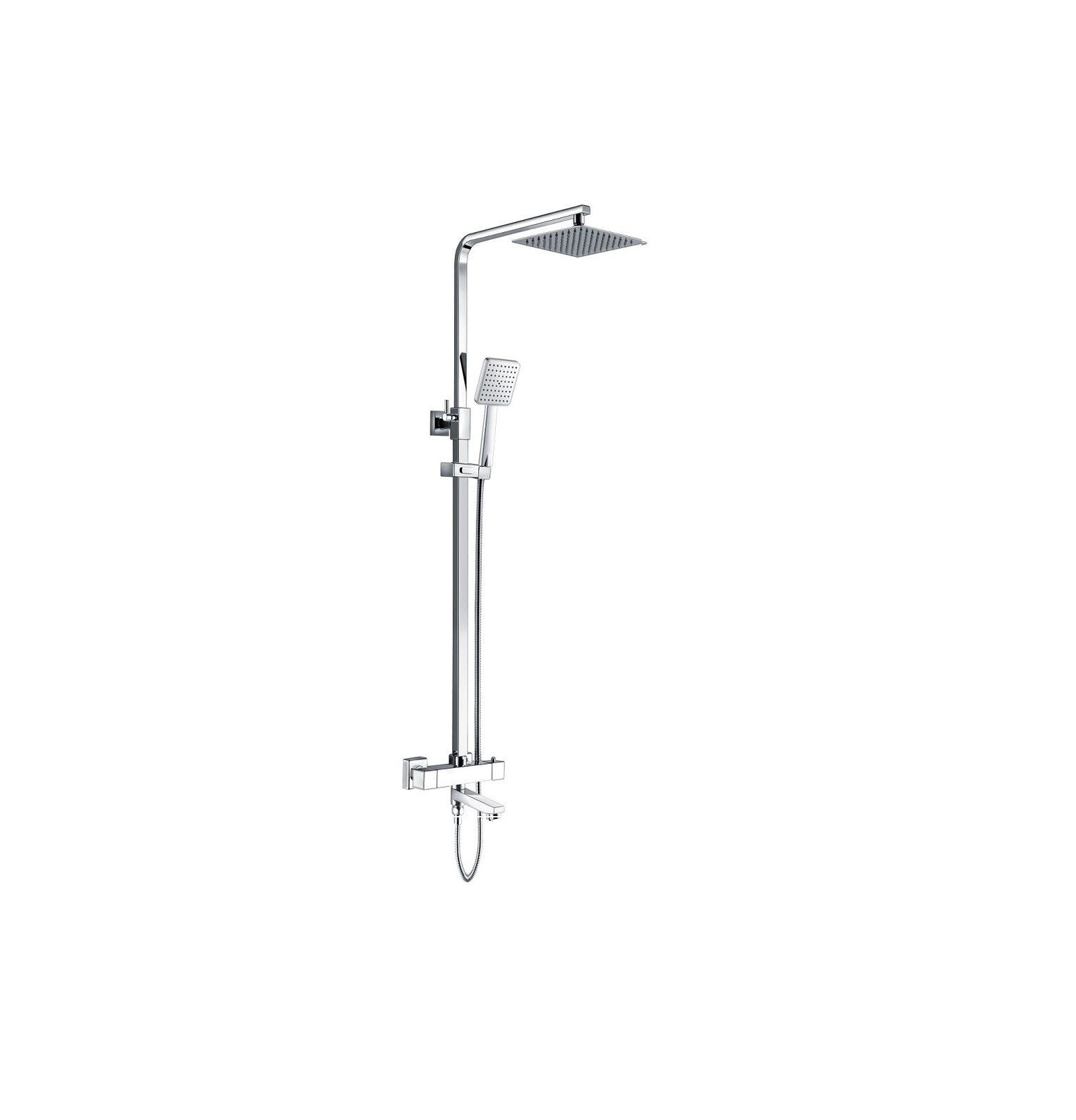 Thermostatic Exposed 3-Way Square Shower Chrome