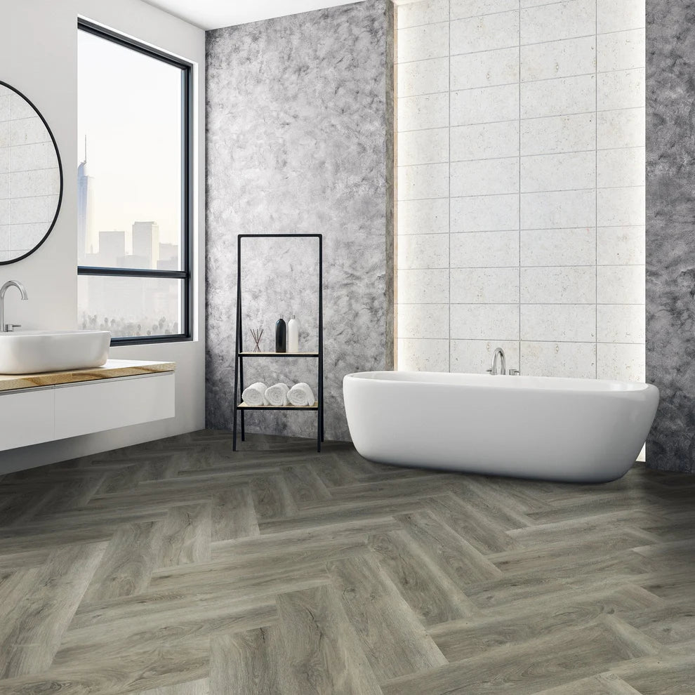 Signature Grey - SPC Herringbone 5.5mm Rigid Core Vinyl Flooring