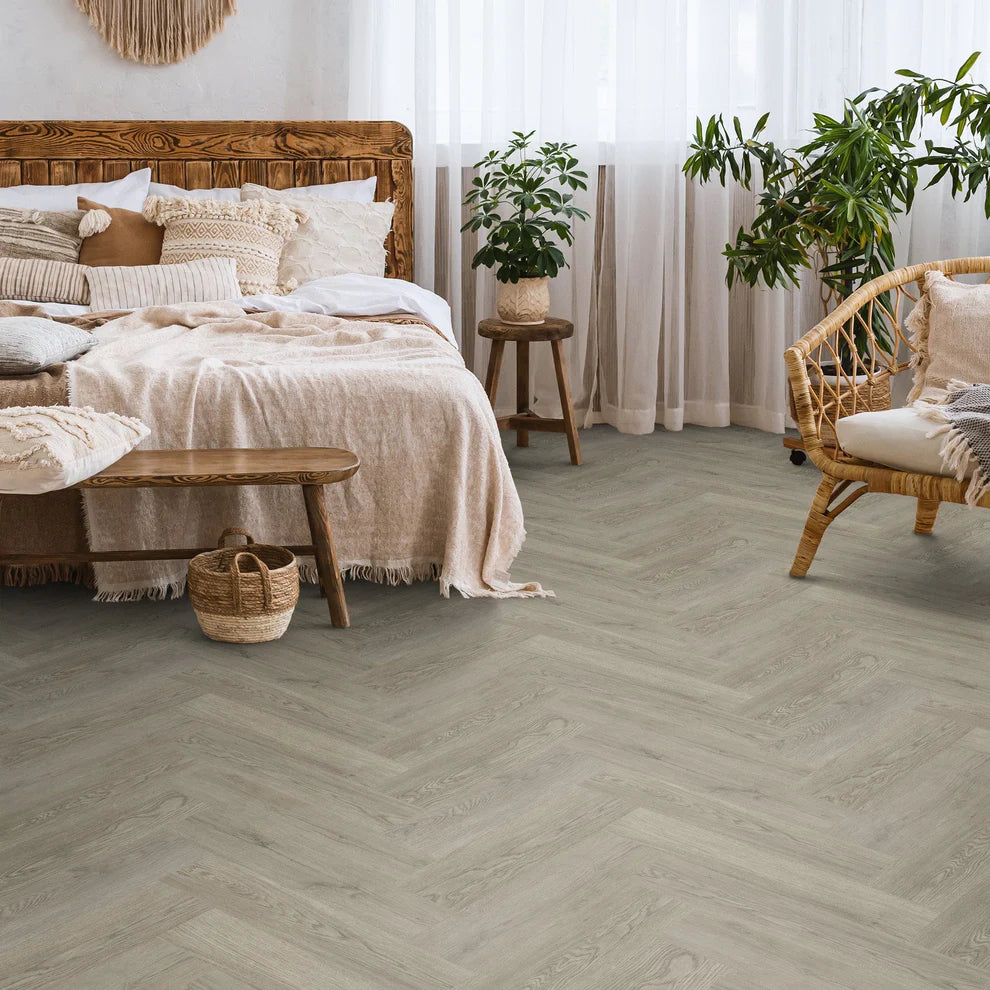 Steel City Grey -  SPC Herringbone 5.5mm Rigid Core Vinyl Flooring