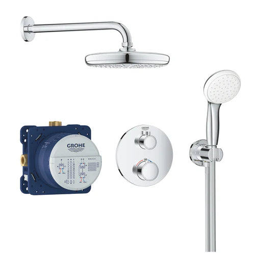 Grohe Grohtherm Perfect Thermostatic Shower Set With Tempesta 210 Overhead 2 Outlet 34727000