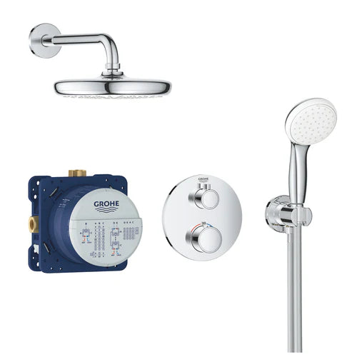 Grohe Grohtherm Perfect Thermostatic Shower Set With Tempesta 210 Overhead 2 Outlet 34727000