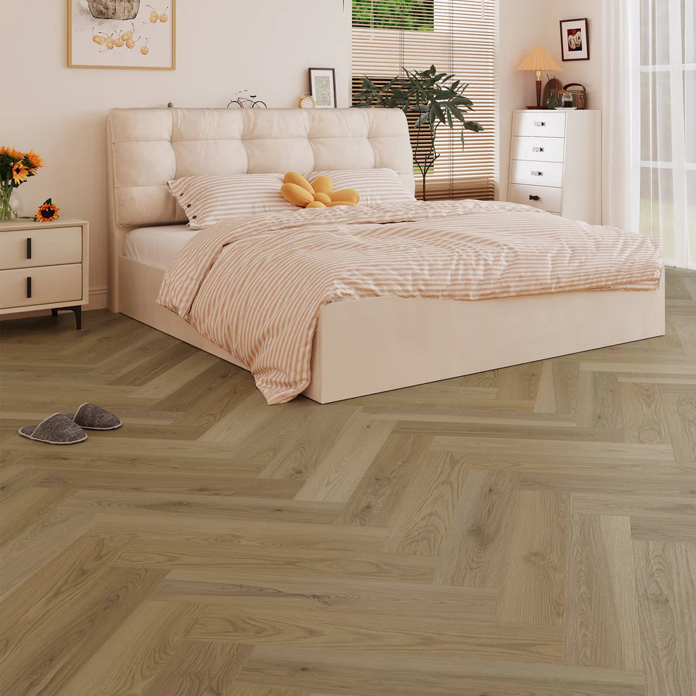 Thorold Oak - Herringbone 5mm Purecoat Rigid Core Vinyl Flooring