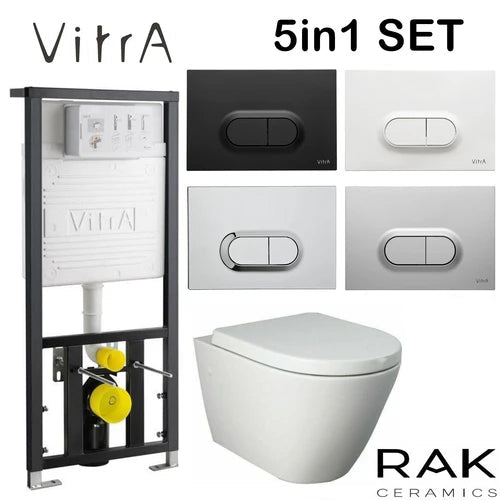 Rimless Wallhung Pan Rak Resort & Vitra 1.27 Frame With Flush Plate 742-5805-01