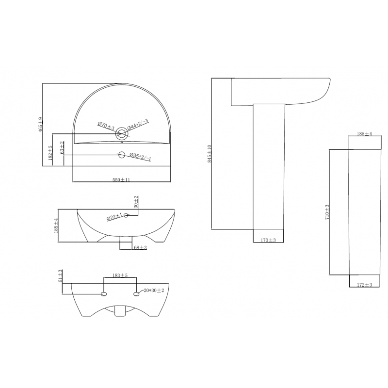 Wave Basin with Full Pedestal