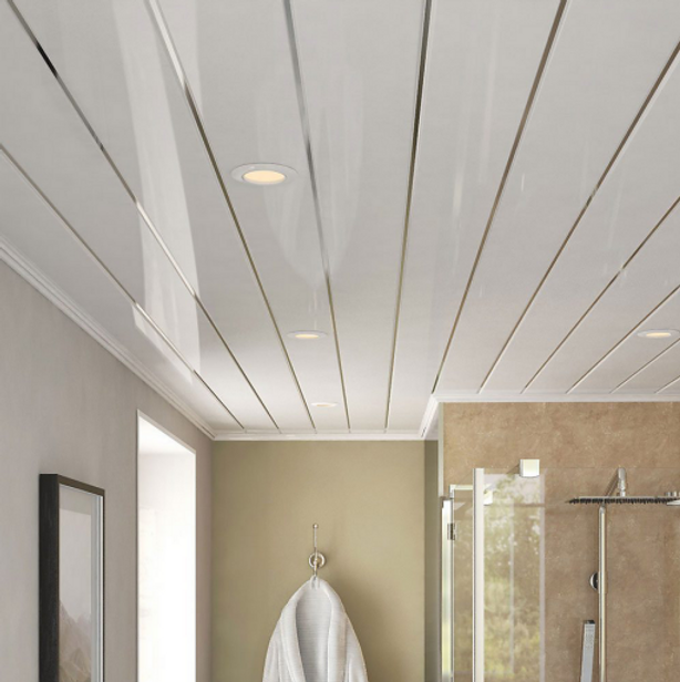 Ceiling PVC Panels White Gloss Silver Line