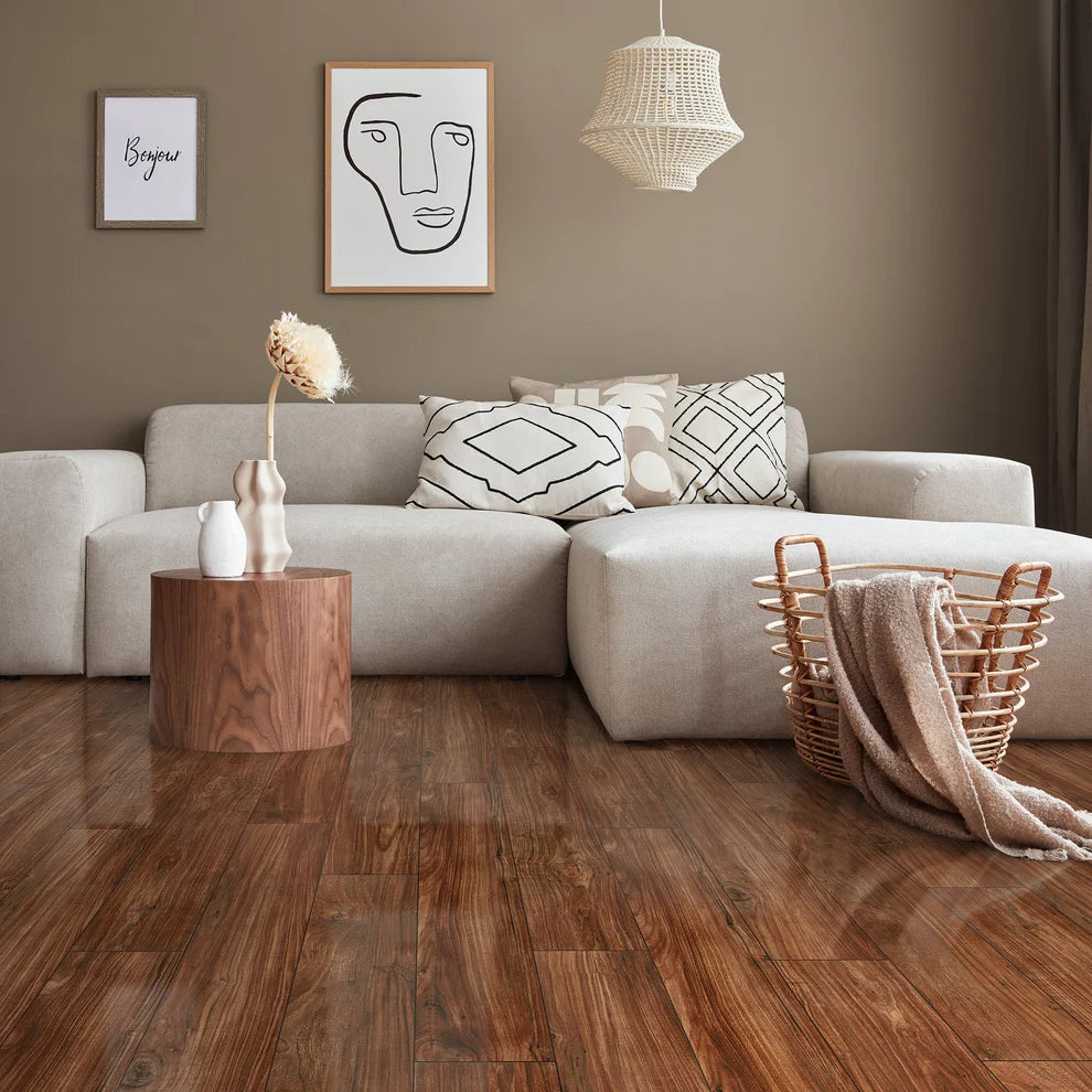 Timber Mahogany - 8mm High Gloss Laminate Flooring