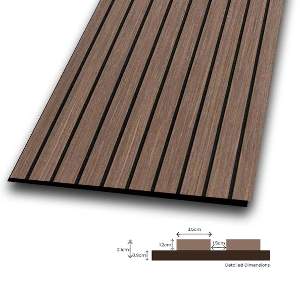 Wooden Acoustic Wall Panels 2400mmx600mm - Walnut