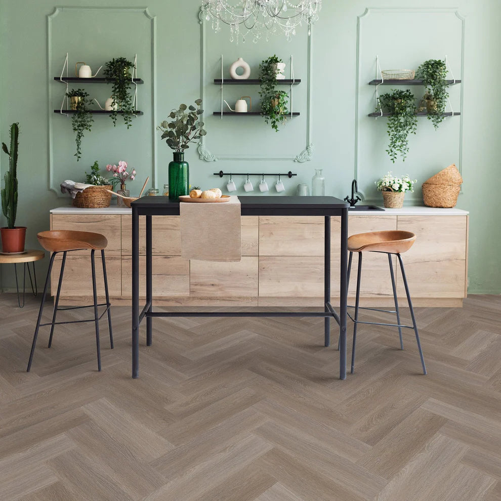 Weathered Oak - SPC Herringbone 5.5mm Rigid Core Vinyl Flooring