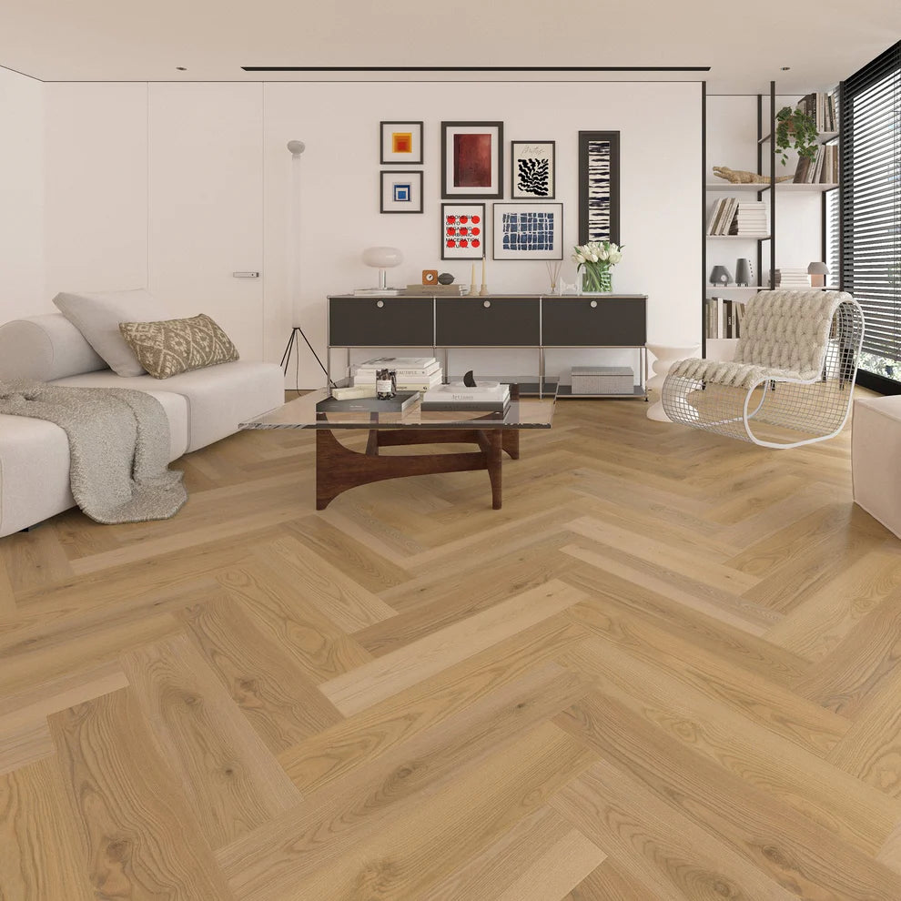 Welland Oak - Herringbone 5mm Purecoat Rigid Core Vinyl Flooring