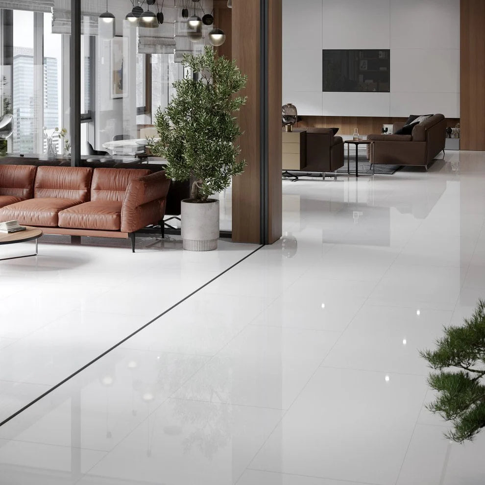 Albera Snow Marble - 8mm High Gloss Laminate Flooring