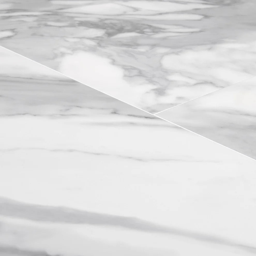 White Gloss Marble - Pre-Grouted 5.5mm Stone Embossed UV Coated Rigid Core Vinyl Flooring