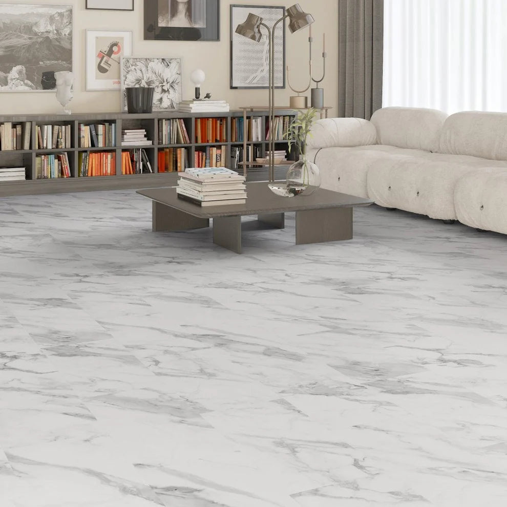 White Marble - 5mm Embossed Purecoat Rigid Core Vinyl Flooring