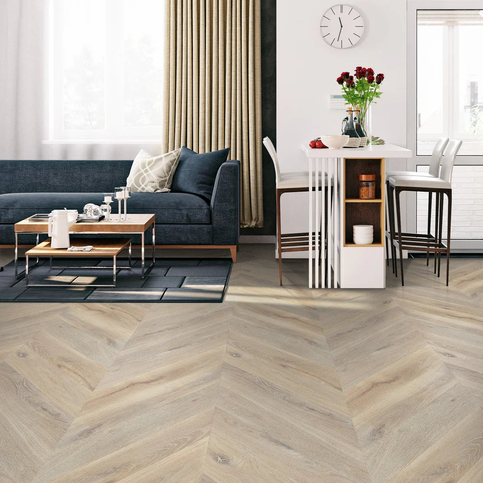 White Oak Smoked - Chevron 15mm Brushed UV oil Engineered Real Wood Flooring