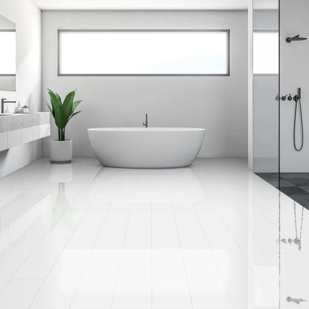 White - SPC 6mm High Gloss Rigid Core Vinyl Flooring