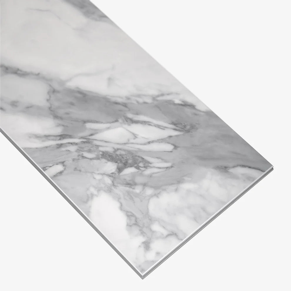 White Gloss Marble - Pre-Grouted 5.5mm Stone Embossed UV Coated Rigid Core Vinyl Flooring