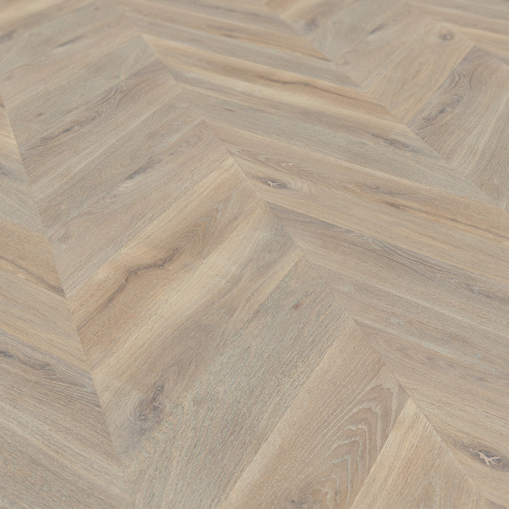 White Oak Smoked - Chevron 15mm Brushed UV oil Engineered Real Wood Flooring