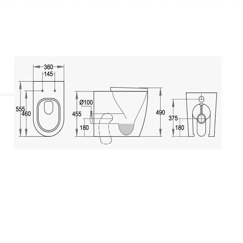 Comfort Height Back to Wall Curved Rimless Toilet