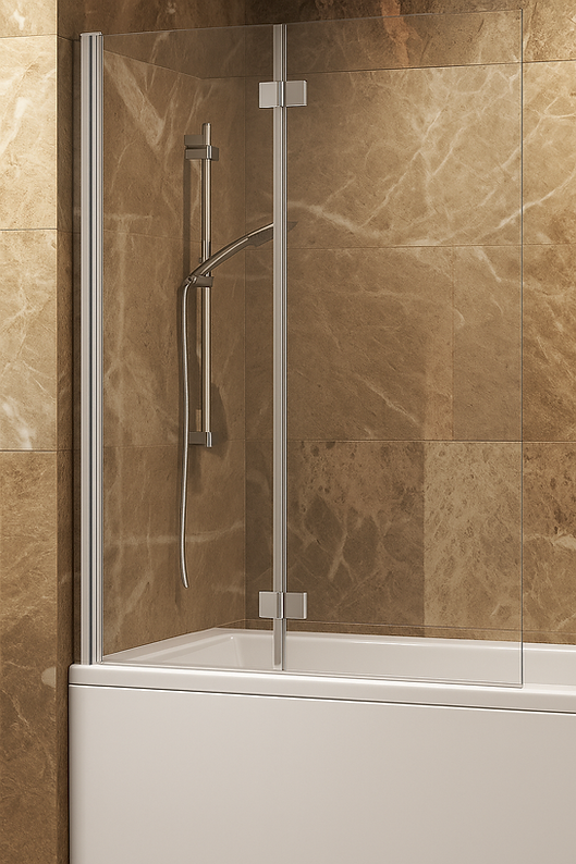 Double Square Bath Screen 6mm Chrome