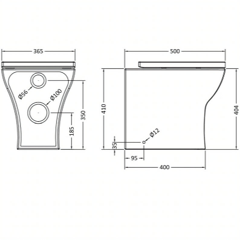 Flo Back to Wall Square Rimless Toilet