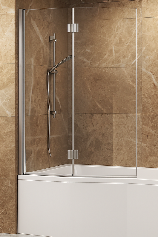 Double Round Bath Screen 6mm Chrome