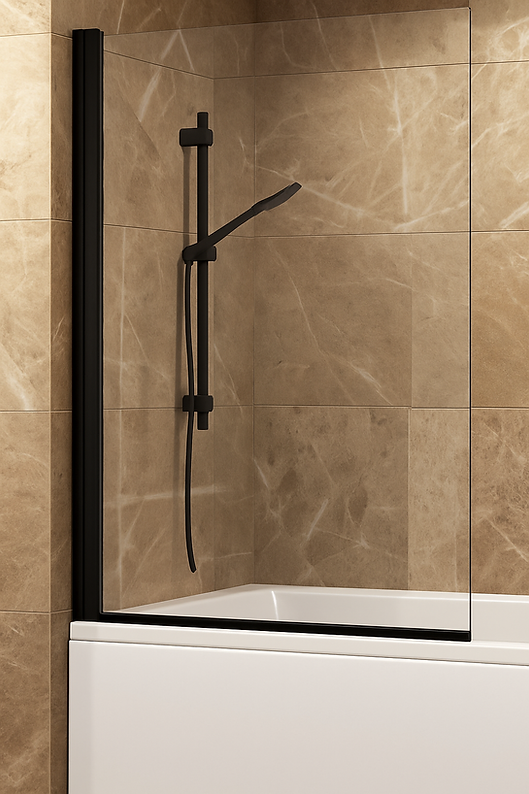 Square Bath Screen 6mm Black Matt
