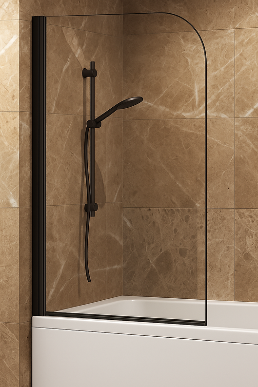 Round Bath Screen 6mm Black Matt
