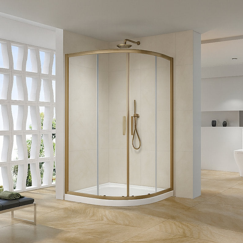 ICON Offset Quadrant Shower Doors 6mm Brushed Brass
