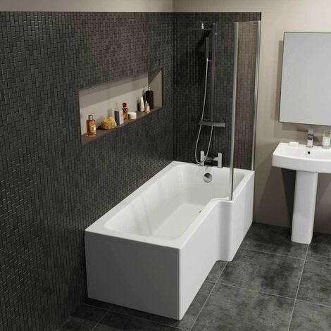 L-Shaped Shower Bath Set – 1700 x 850mm With Panel & Screen