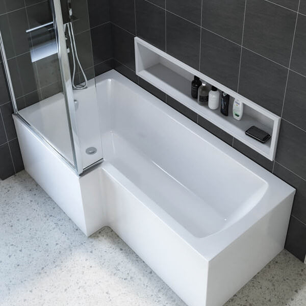L-Shaped Shower Bath Set – 1700 x 850mm With Panel & Screen